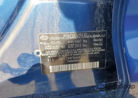 2017 Hyundai Sonata Se from USA, damaged, VIN 5NPE24AF6HH437400